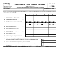 Document preview: IRS Form 1120-F Schedule V List of Vessels or Aircraft, Operators, and Owners