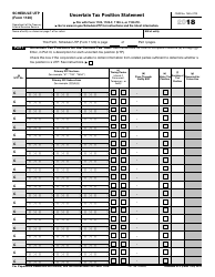 IRS Form 1120 Schedule UTP Uncertain Tax Position Statement