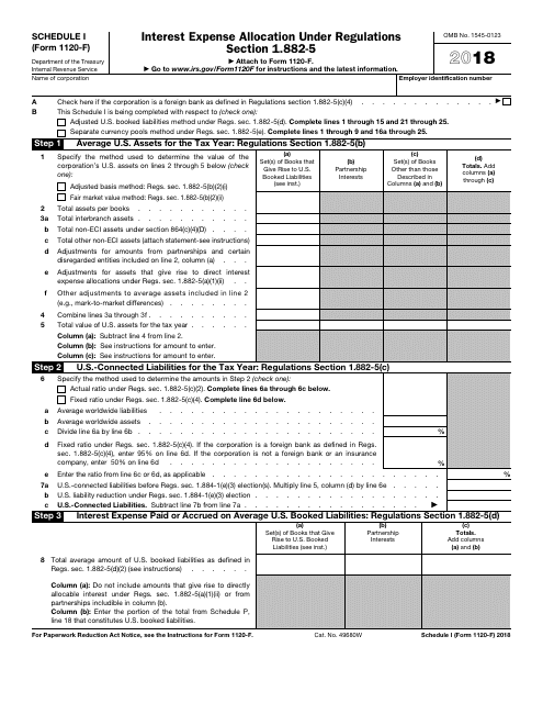 IRS Form 1120-F Schedule I 2018 Printable Pdf
