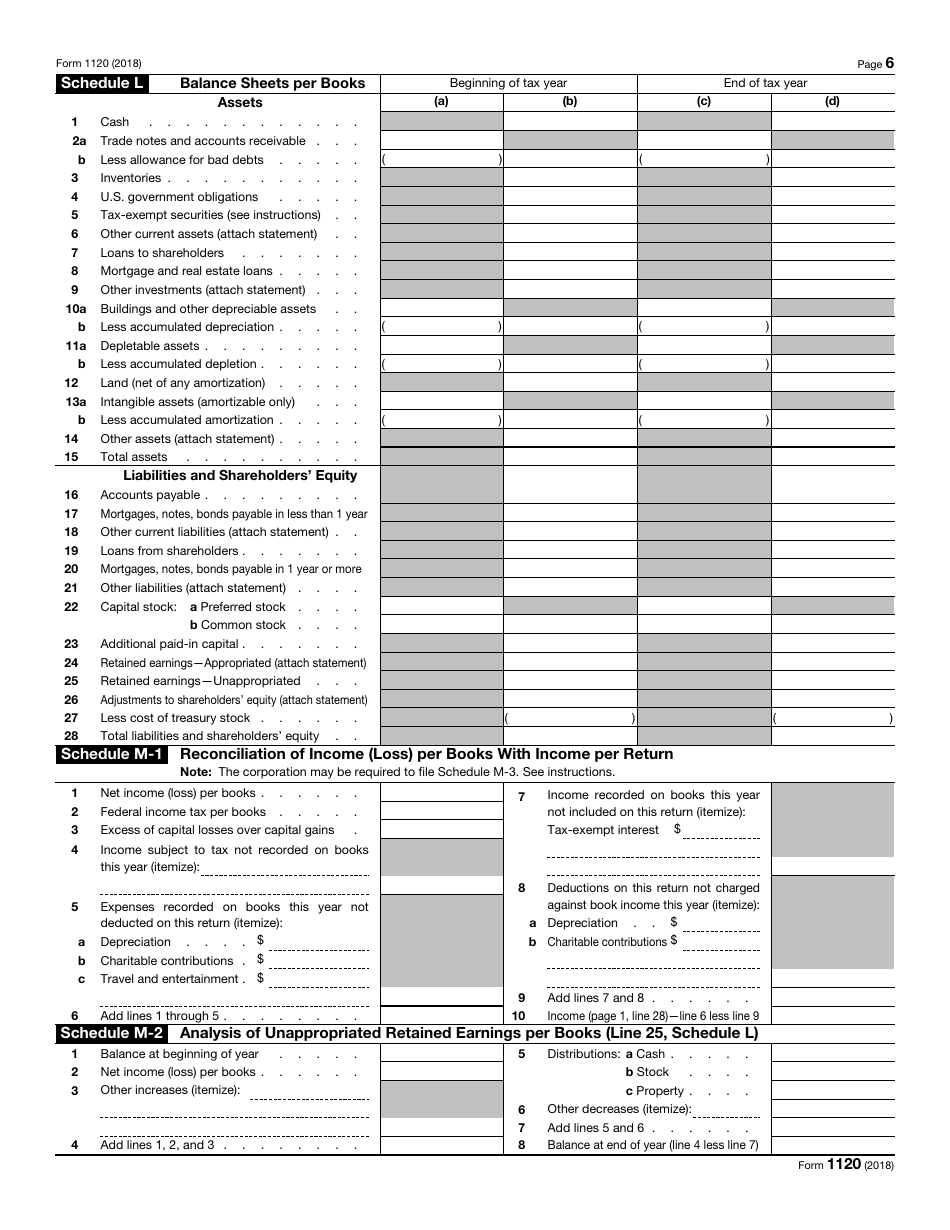 IRS Form 1120 U.S. Corporation Income Tax Return, Page 6