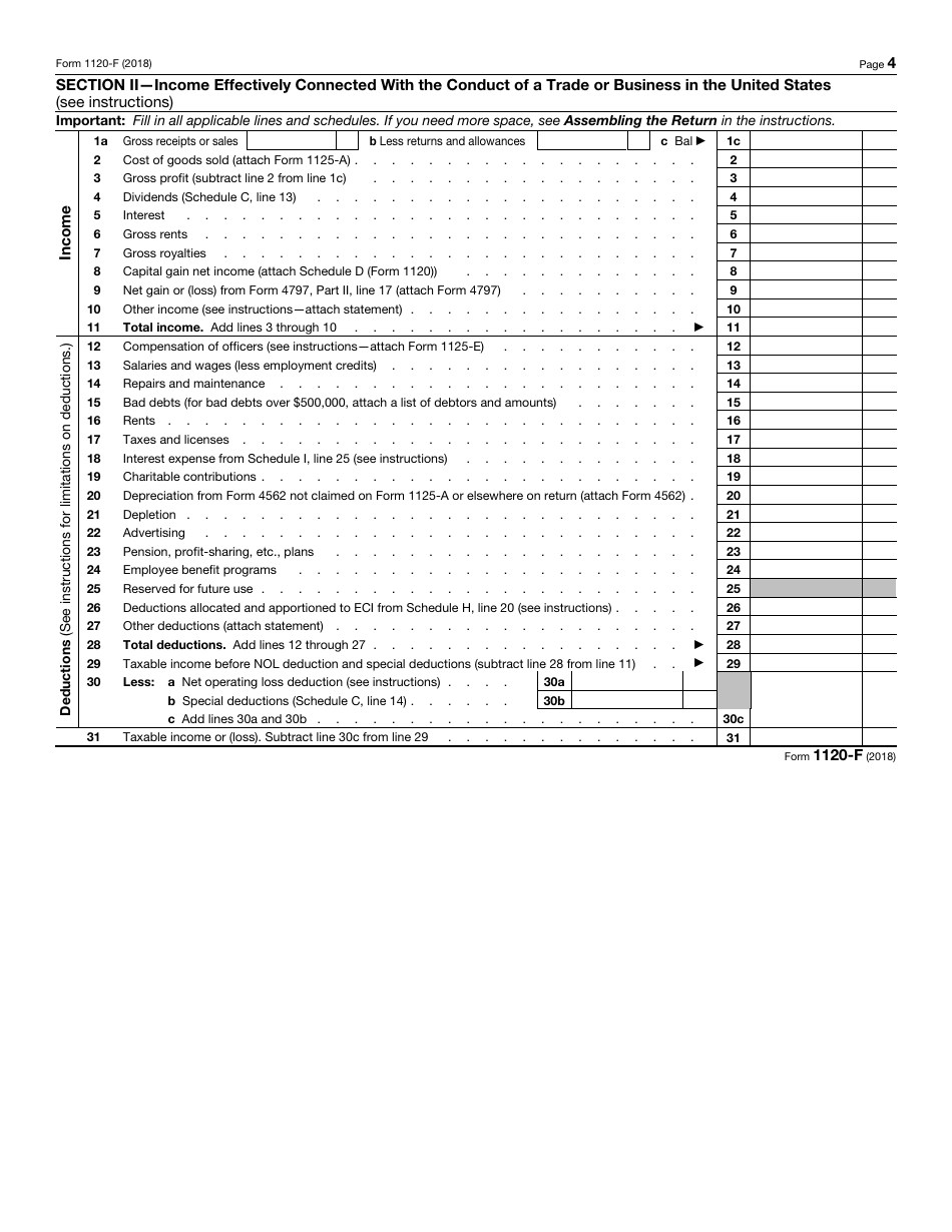 IRS Form 1120-F U.S. Income Tax Return of a Foreign Corporation, Page 4