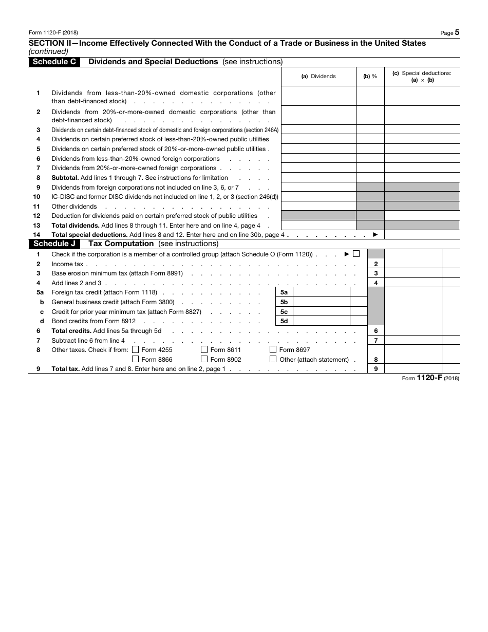 IRS Form 1120-F U.S. Income Tax Return of a Foreign Corporation, Page 5