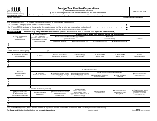 Document preview: IRS Form 1118 Foreign Tax Credit - Corporations