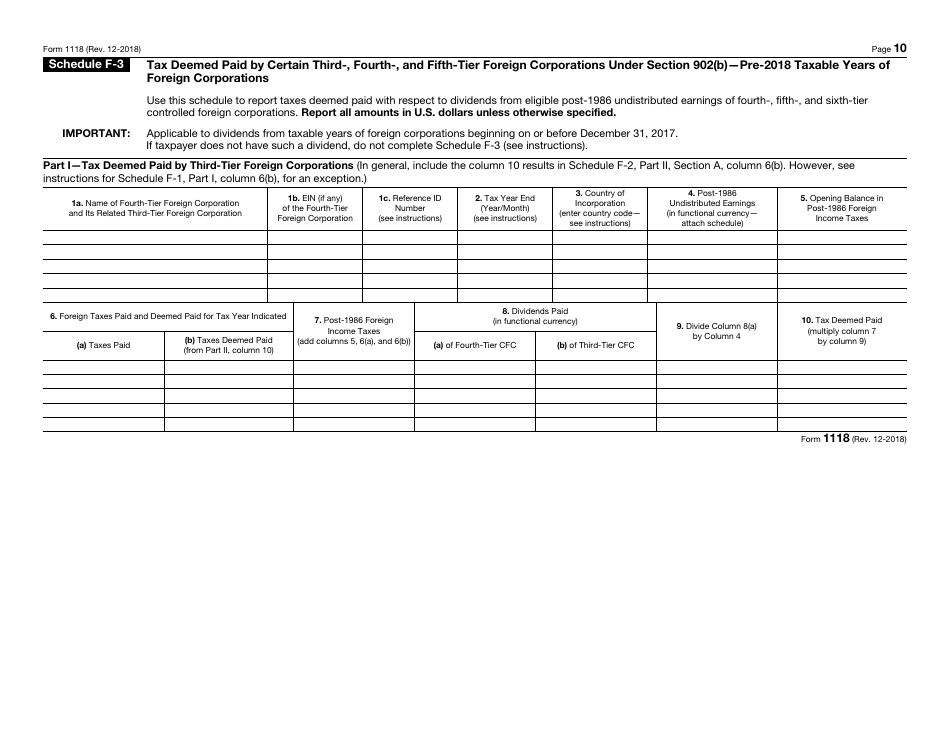 IRS Form 1118 Foreign Tax Credit - Corporations, Page 10