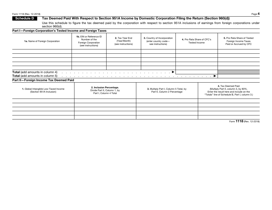 IRS Form 1118 Foreign Tax Credit - Corporations, Page 4