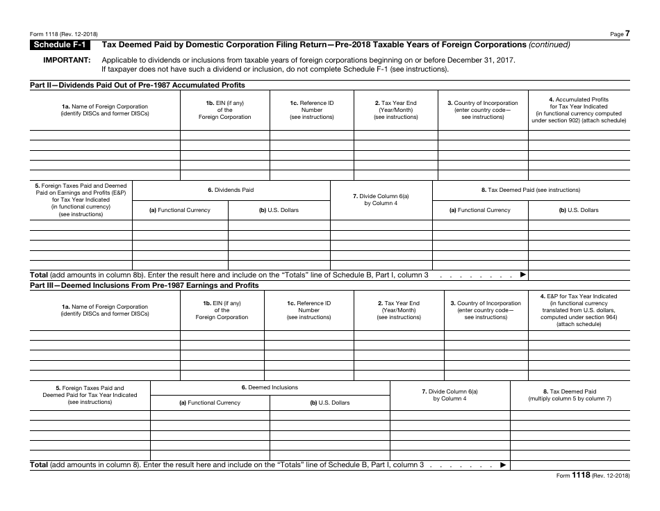 IRS Form 1118 Foreign Tax Credit - Corporations, Page 7