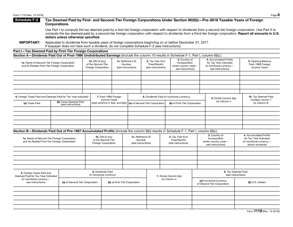 IRS Form 1118 Foreign Tax Credit - Corporations, Page 8