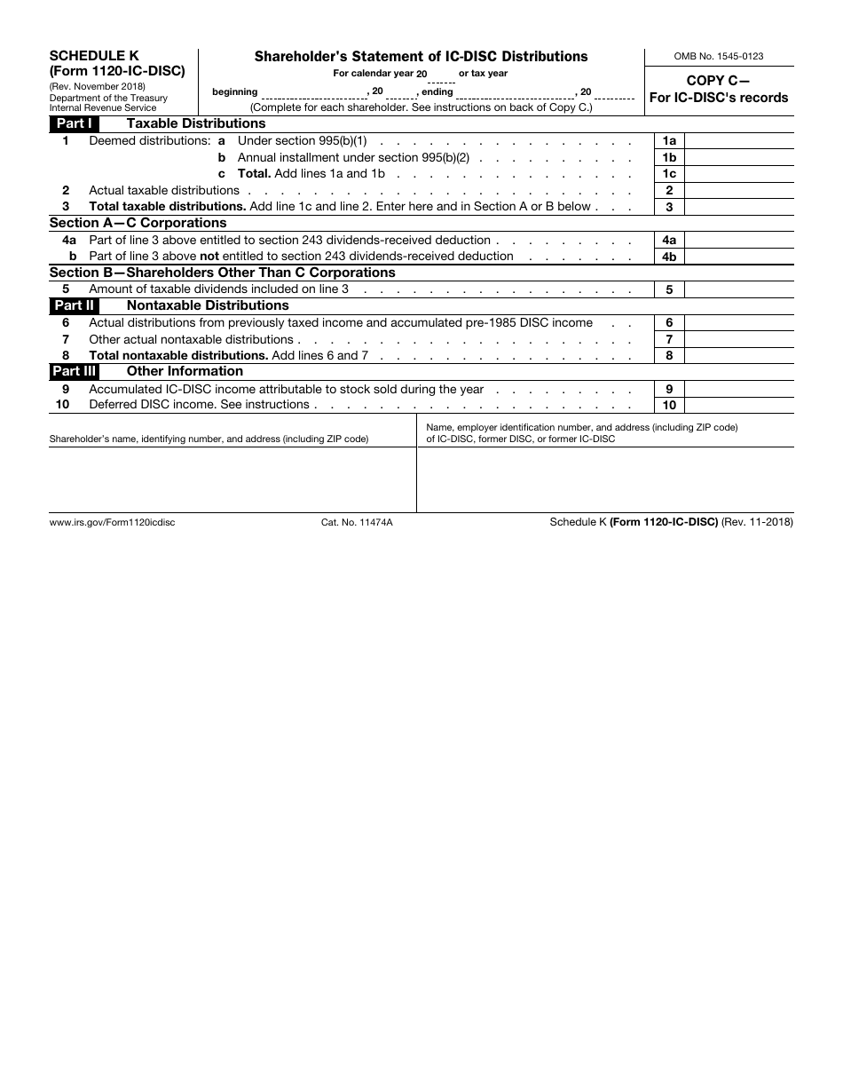 IRS Form 1120-IC-DISC Schedule K - Fill Out, Sign Online and Download ...