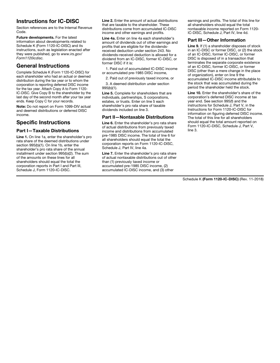 IRS Form 1120-IC-DISC Schedule K Shareholders Statement of Ic-Disc Distributions, Page 5