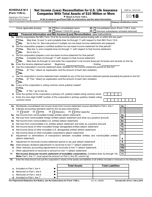 IRS Form 1120-L Schedule M-3 2018 Printable Pdf