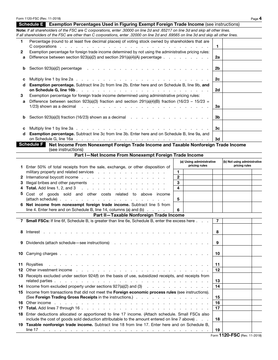 IRS Form 1120-FSC U.S. Income Tax Return of a Foreign Sales Corporation, Page 4