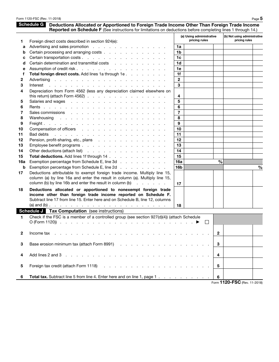 IRS Form 1120-FSC U.S. Income Tax Return of a Foreign Sales Corporation, Page 5