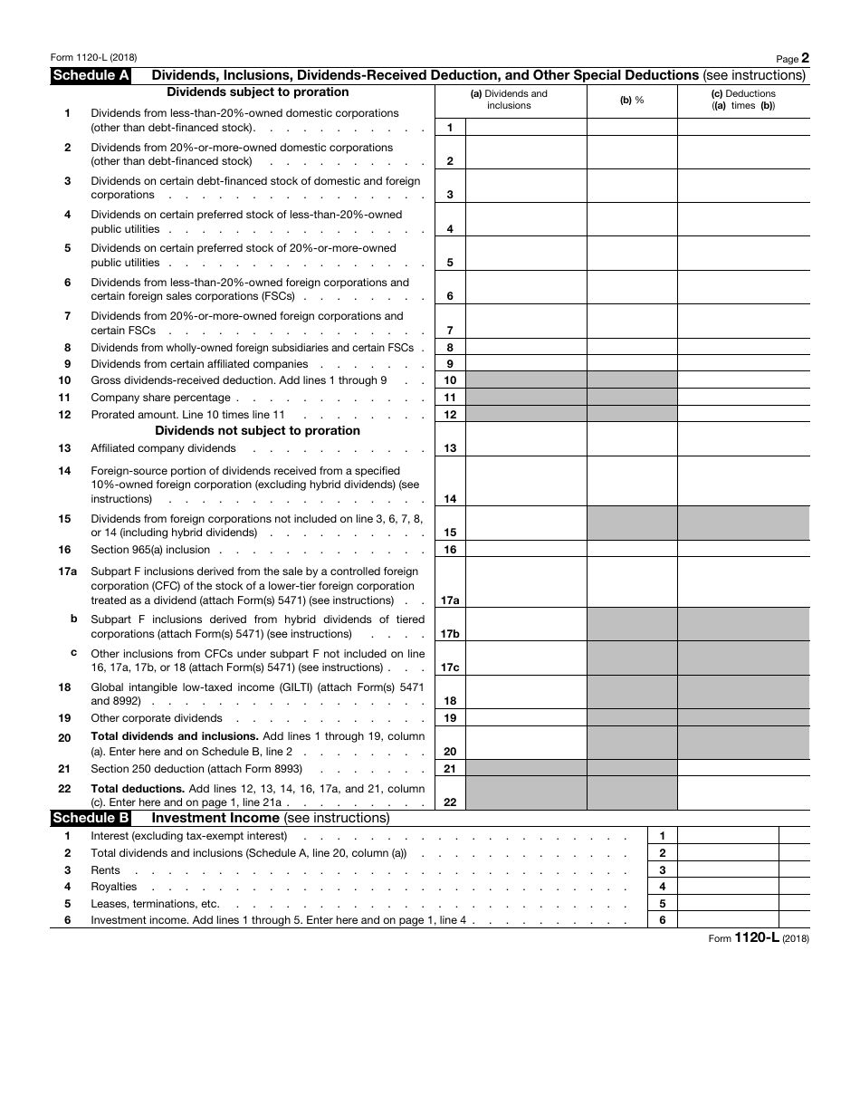 IRS Form 1120-L U.S. Life Insurance Company Income Tax Return, Page 2