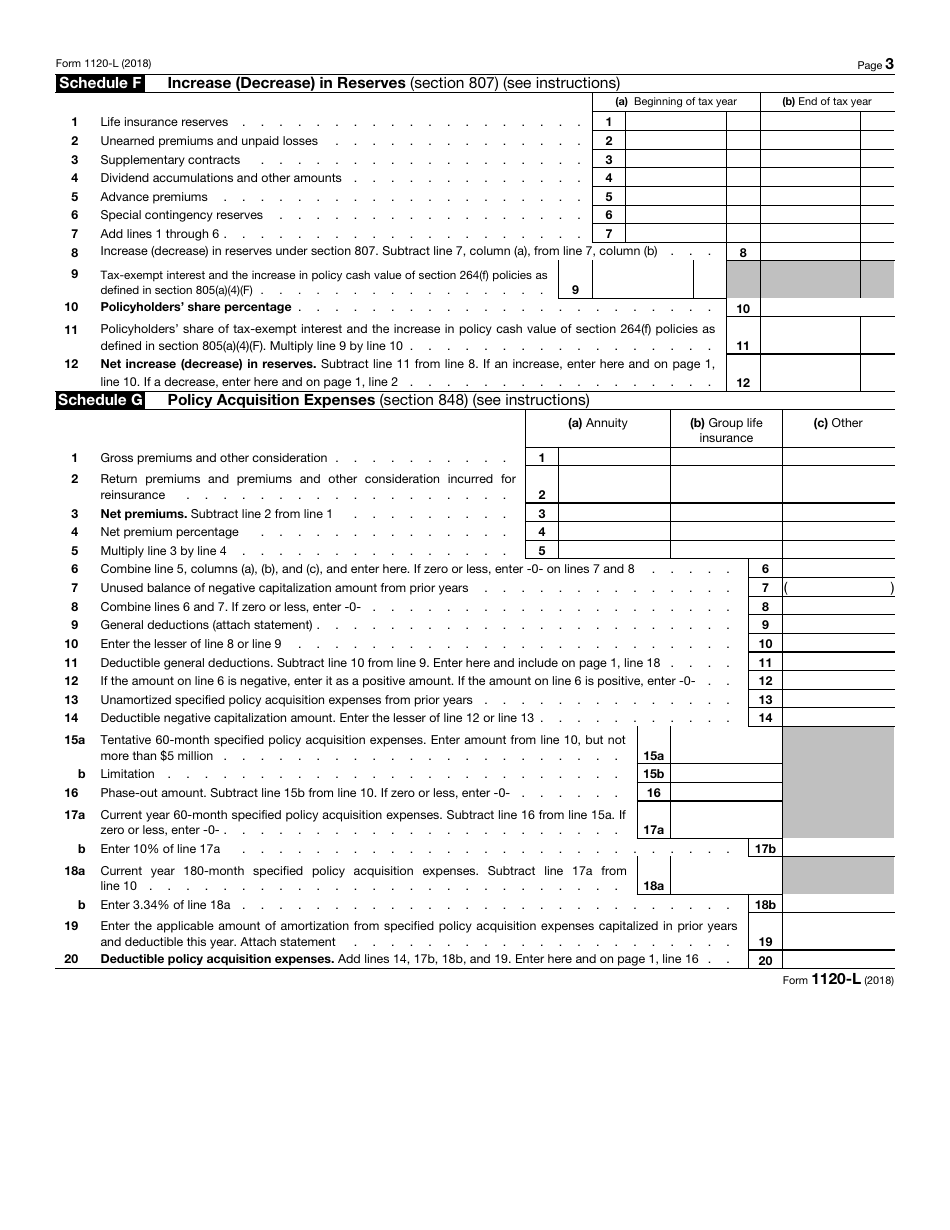 IRS Form 1120-L U.S. Life Insurance Company Income Tax Return, Page 3