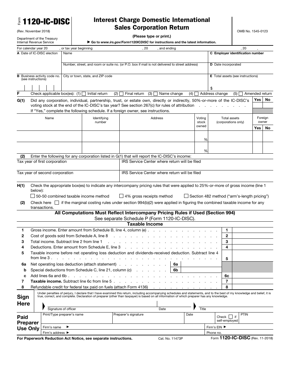 IRS Form 1120-IC-DISC Interest Charge Domestic International Sales Corporation Return, Page 1