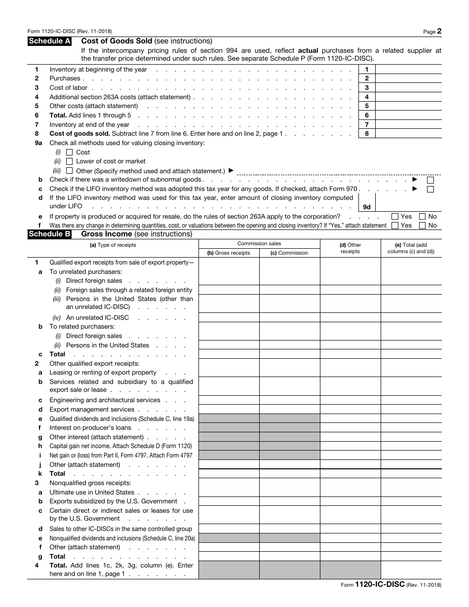IRS Form 1120-IC-DISC Interest Charge Domestic International Sales Corporation Return, Page 2