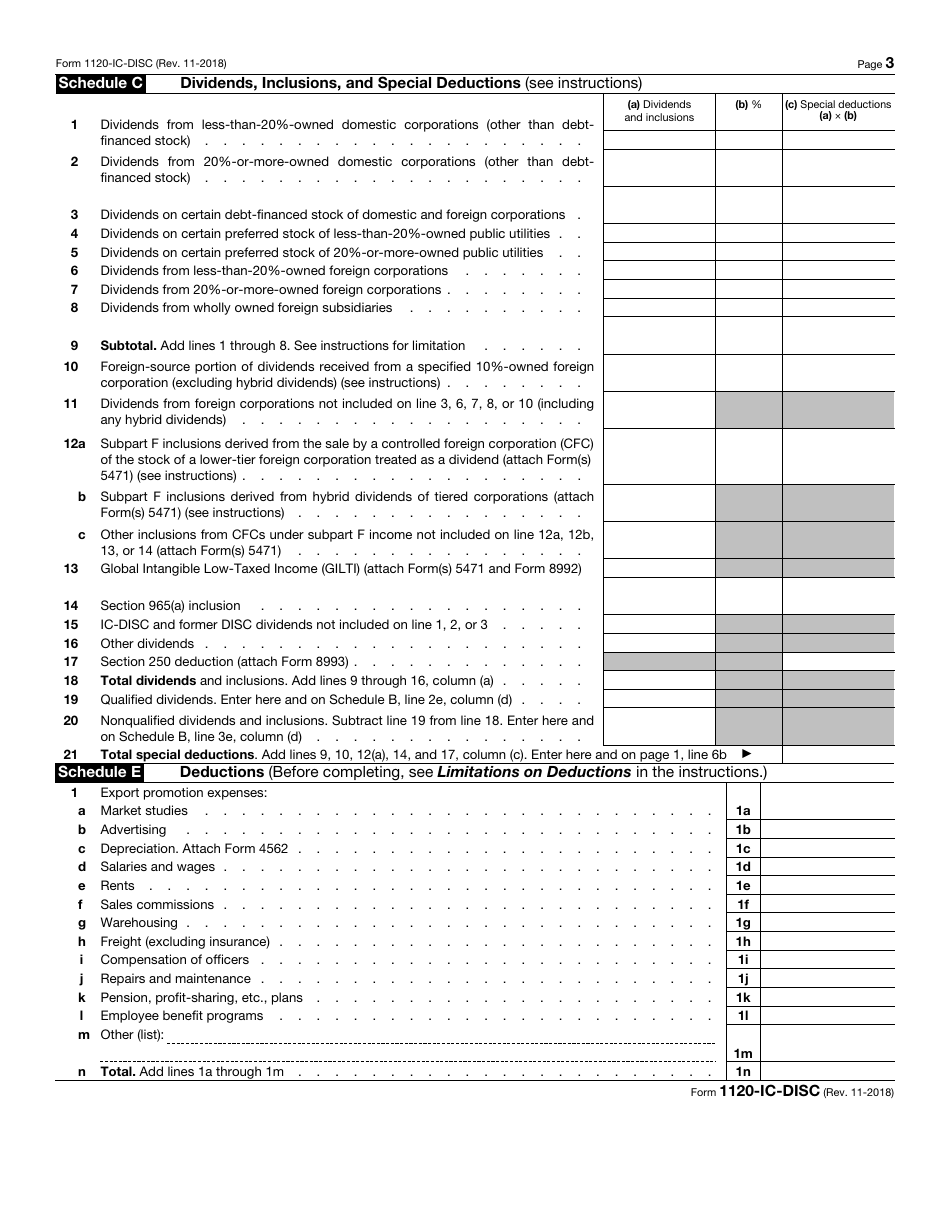 IRS Form 1120-IC-DISC Interest Charge Domestic International Sales Corporation Return, Page 3