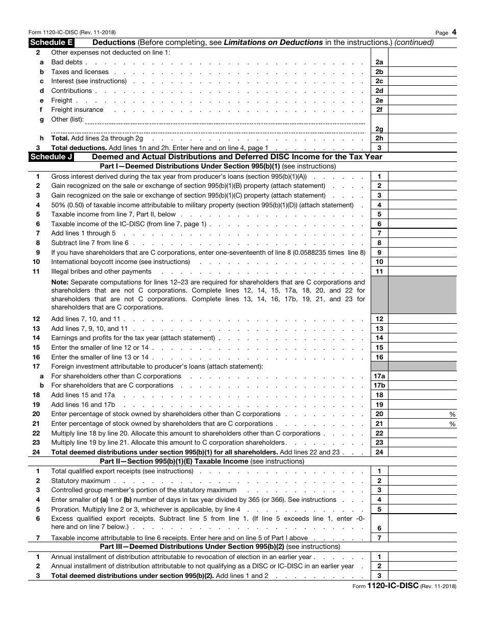 IRS Form 1120-IC-DISC Interest Charge Domestic International Sales Corporation Return, Page 4