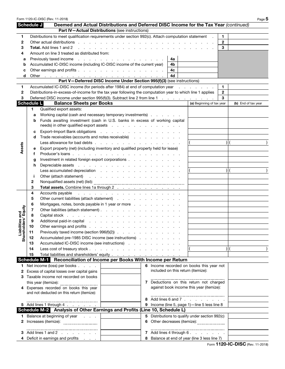 IRS Form 1120-IC-DISC Interest Charge Domestic International Sales Corporation Return, Page 5