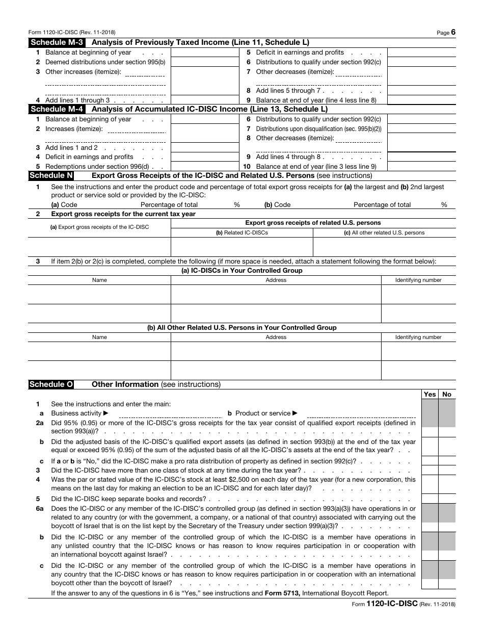 IRS Form 1120-IC-DISC Interest Charge Domestic International Sales Corporation Return, Page 6