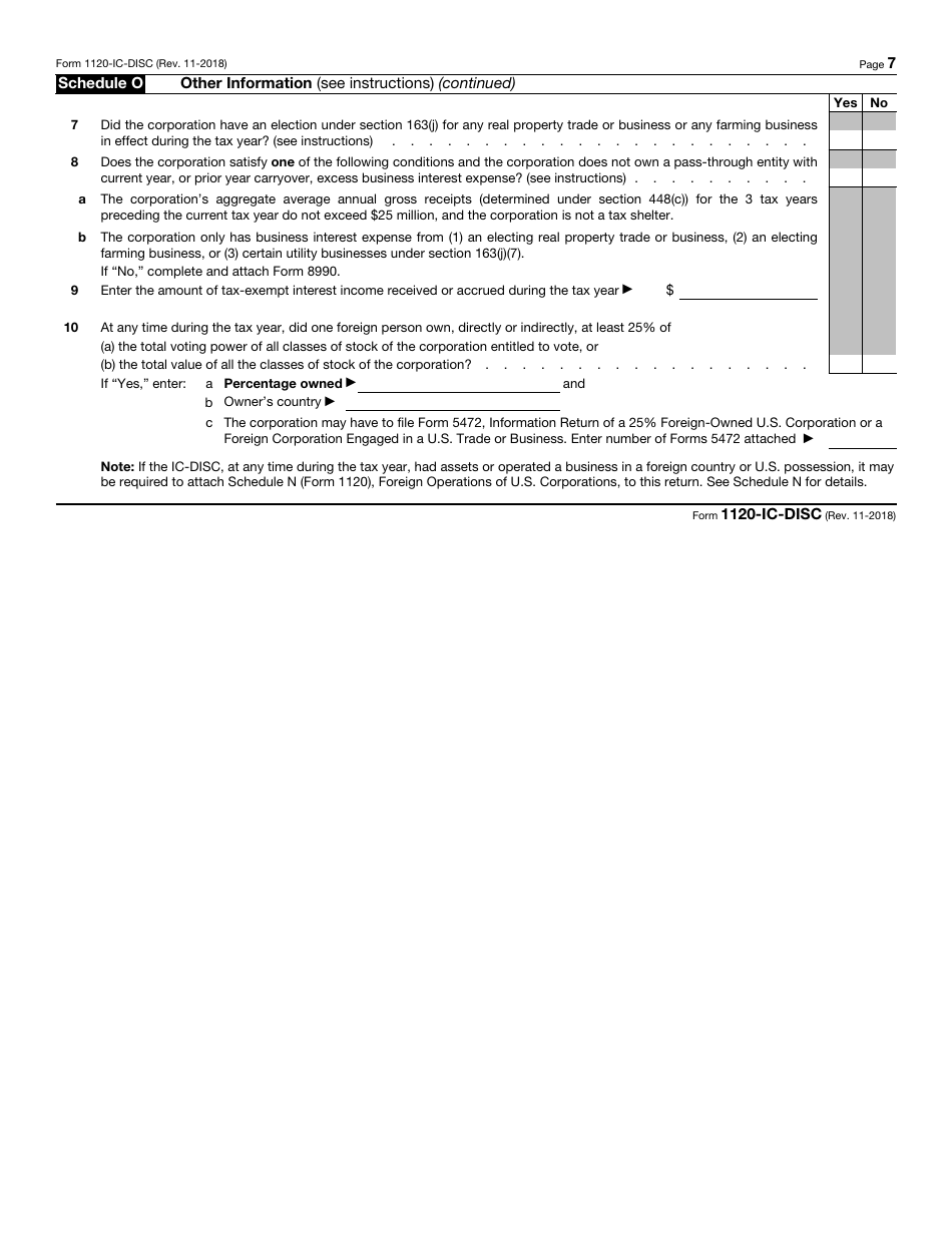 IRS Form 1120-IC-DISC Interest Charge Domestic International Sales Corporation Return, Page 7