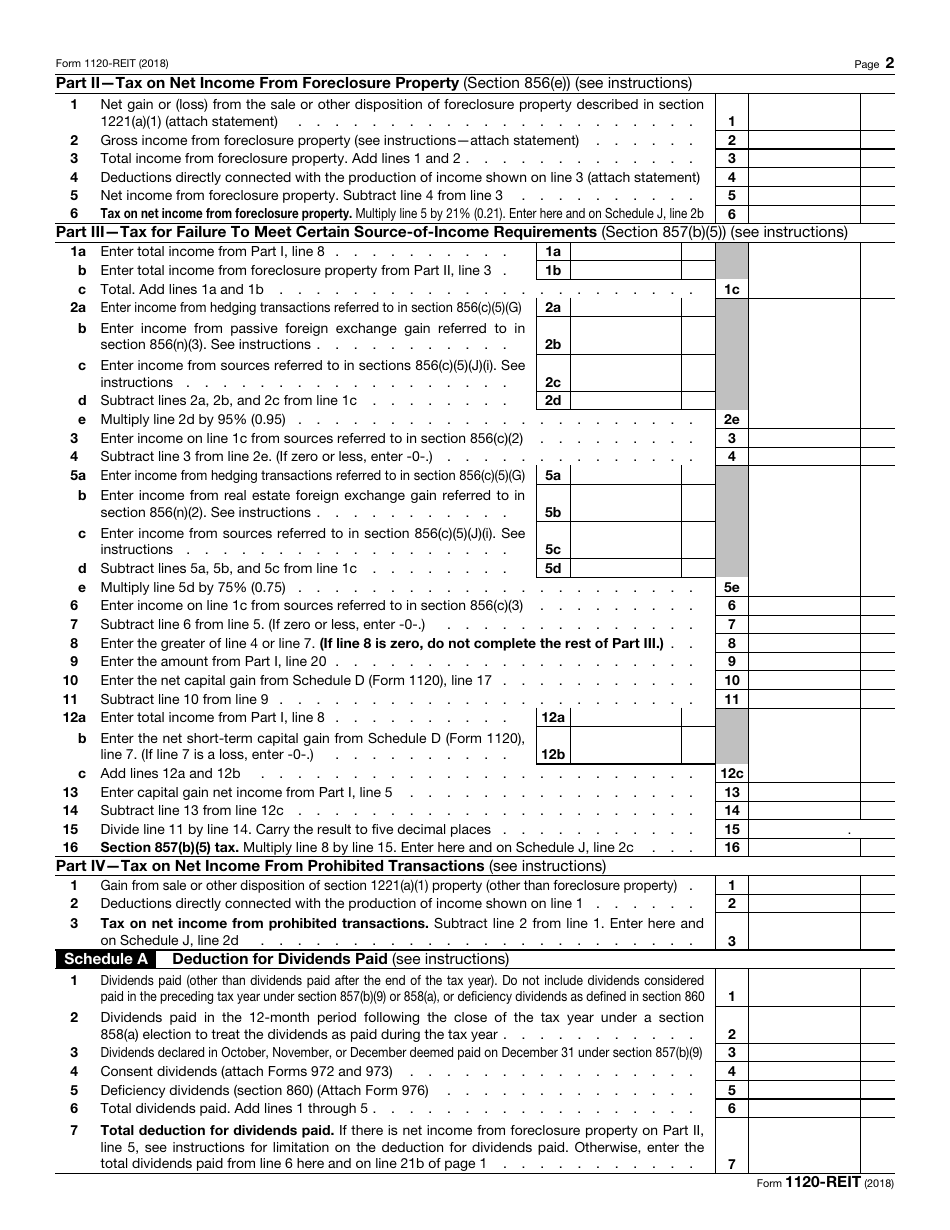 IRS Form 1120-REIT U.S. Income Tax Return for Real Estate Investment Trusts, Page 2