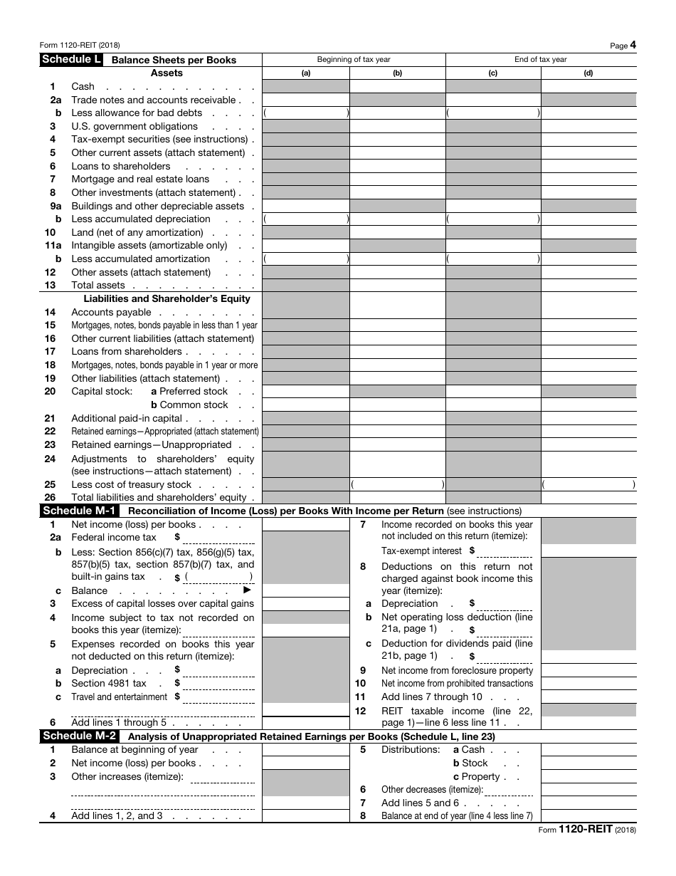 IRS Form 1120-REIT U.S. Income Tax Return for Real Estate Investment Trusts, Page 4