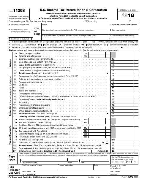 IRS Form 1120 S 2018 Fill Out Sign Online And Download Fillable IRS Form 1120 S 2018 Fill Out Sign Online And Download Fillable
