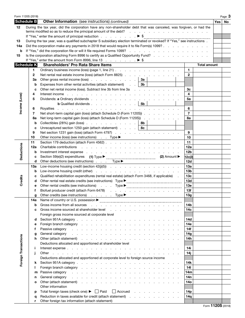 IRS Form 1120-S U.S. Income Tax Return for an S Corporation, Page 3