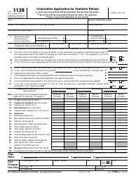 IRS Form 1139 Download Fillable PDF or Fill Online Corporation ...