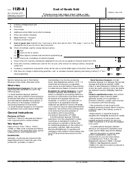 IRS Form 1125-A Cost of Goods Sold