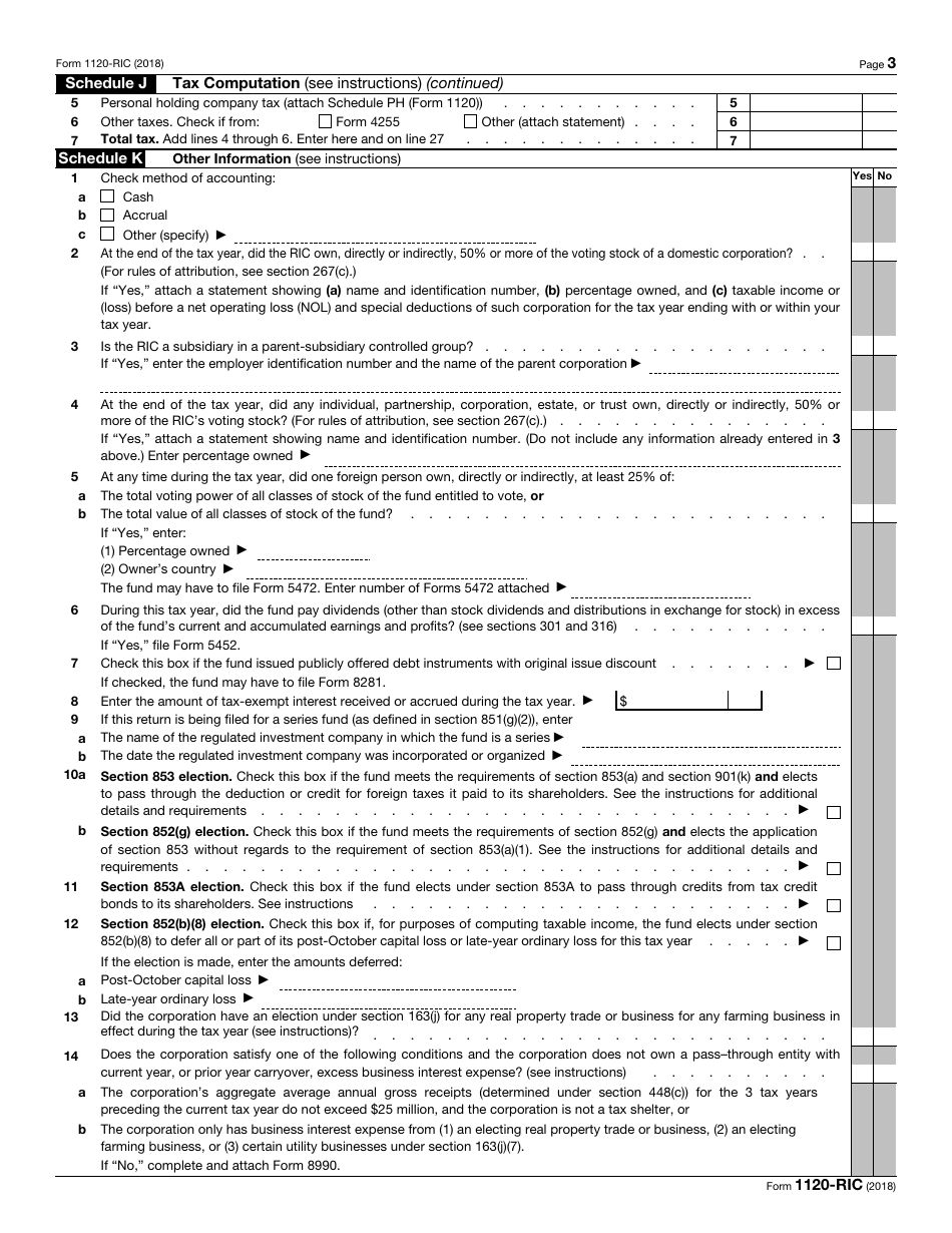 IRS Form 1120-RIC U.S. Income Tax Return for Regulated Investment Companies, Page 3
