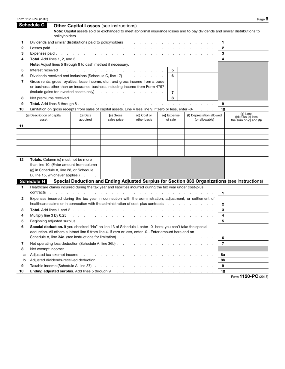 IRS Form 1120-PC U.S. Property and Casualty Insurance Company Income Tax Return, Page 6