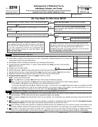 Document preview: IRS Form 2210 Underpayment of Estimated Tax by Individuals, Estates, and Trusts