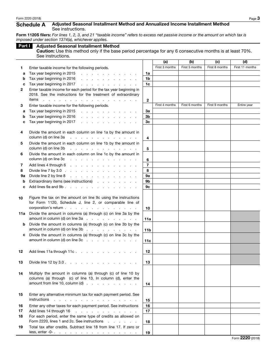 IRS Form 2220 Underpayment of Estimated Tax by Corporations, Page 3