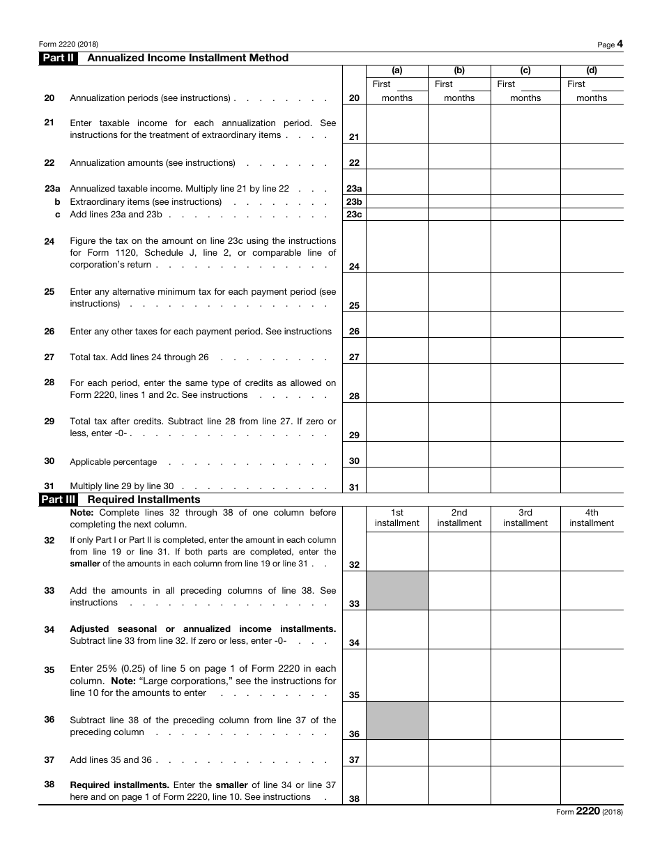 IRS Form 2220 Underpayment of Estimated Tax by Corporations, Page 4