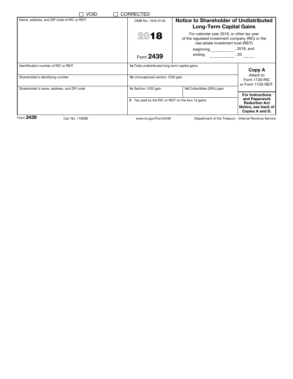 IRS Form 2439 Notice to Shareholder of Undistributed Long-Term Capital Gains, Page 1