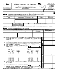 IRS Form 2441 Child and Dependent Care Expenses