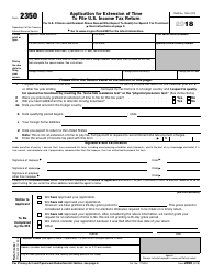 Document preview: IRS Form 2350 Application for Extension of Time to File U.S. Income Tax Return
