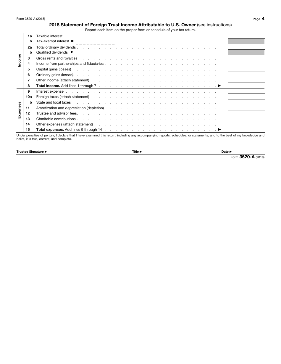 IRS Form 3520-A Annual Information Return of Foreign Trust With a U.S. Owner, Page 4