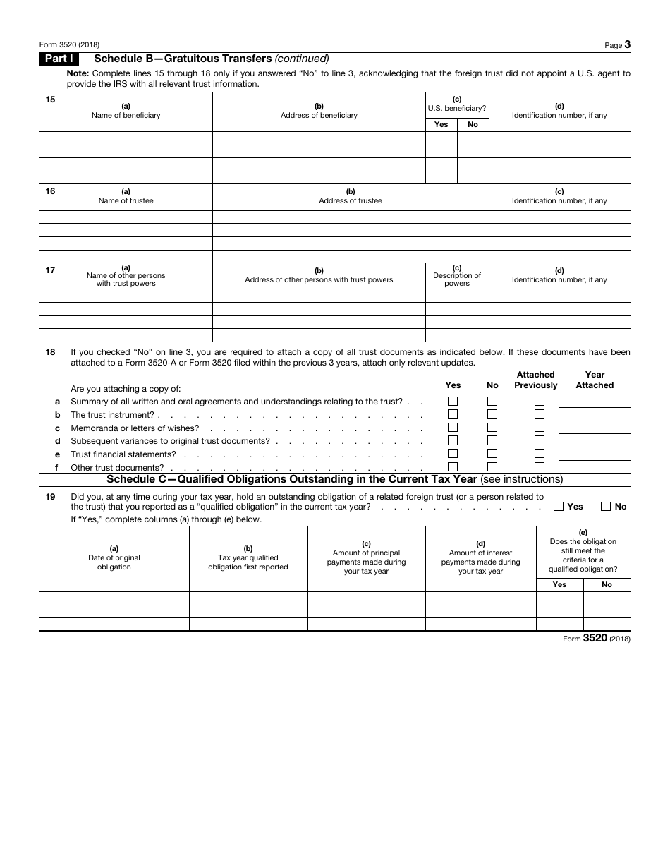 IRS Form 3520 Annual Return to Report Transactions With Foreign Trusts and Receipt of Certain Foreign Gifts, Page 3