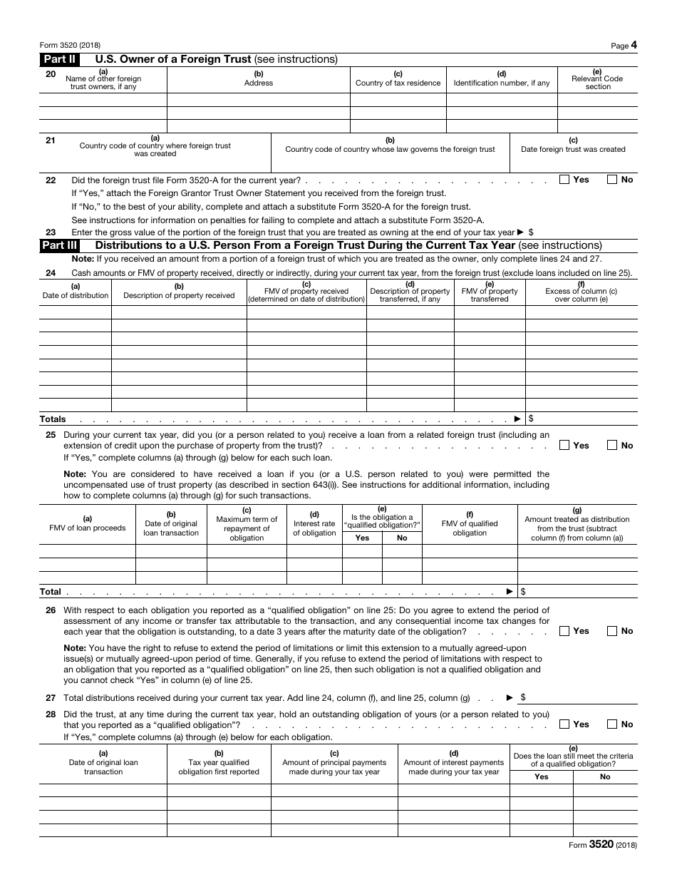 IRS Form 3520 - 2018 - Fill Out, Sign Online and Download Fillable PDF ...