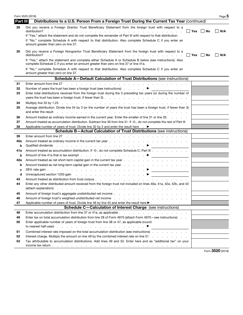 IRS Form 3520 Annual Return to Report Transactions With Foreign Trusts and Receipt of Certain Foreign Gifts, Page 5
