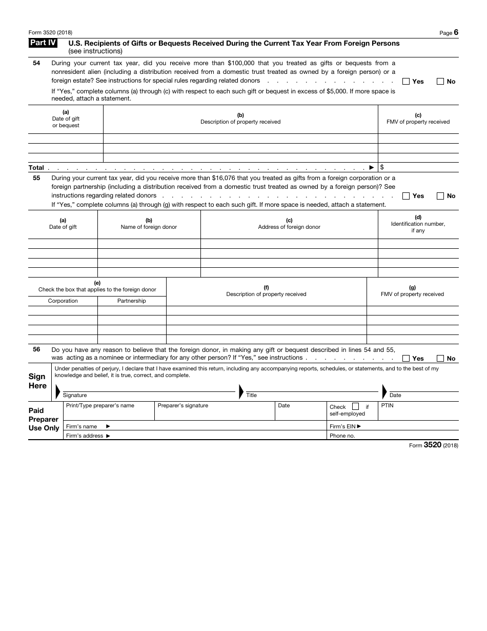 IRS Form 3520 Annual Return to Report Transactions With Foreign Trusts and Receipt of Certain Foreign Gifts, Page 6