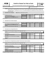 Document preview: IRS Form 4136 Credit for Federal Tax Paid on Fuels
