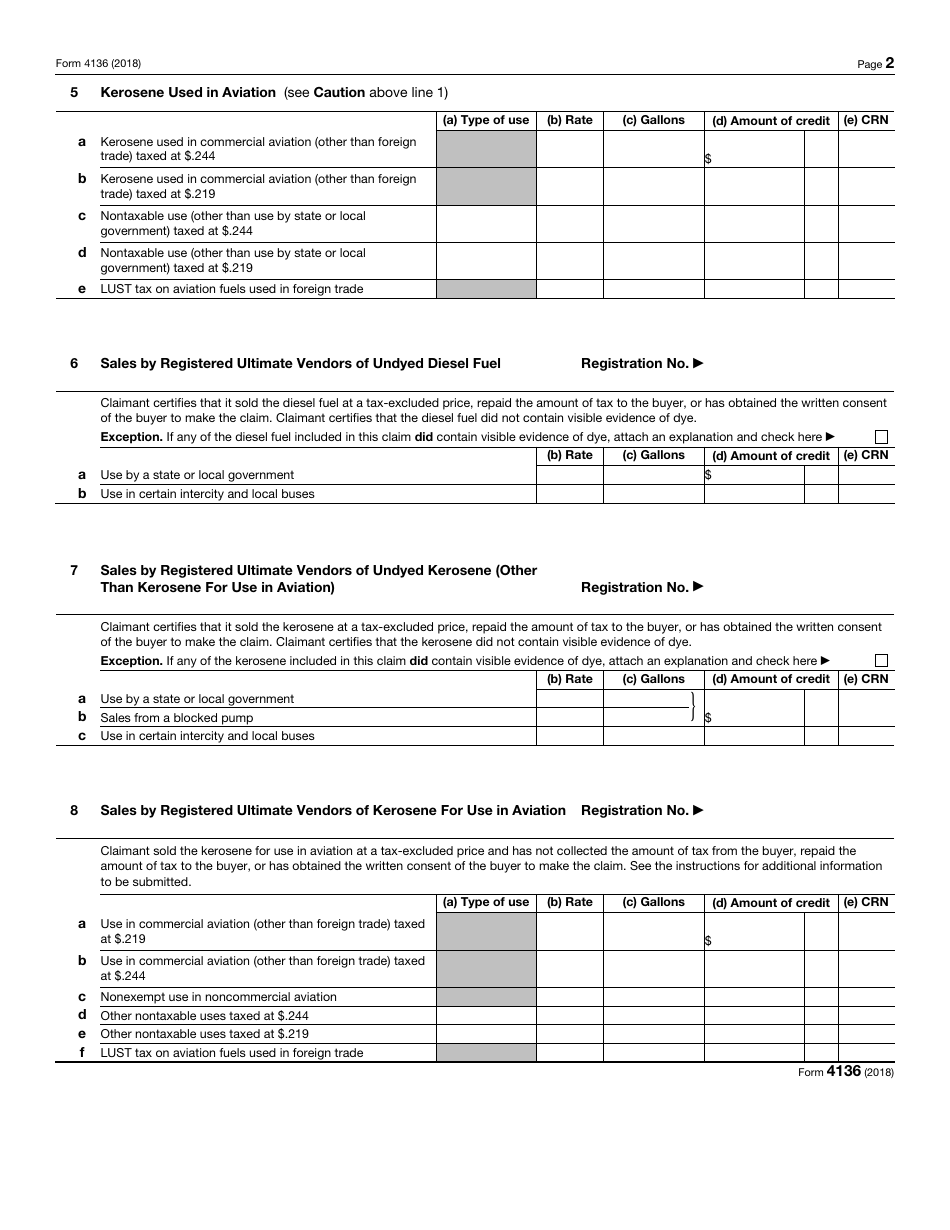 IRS Form 4136 - 2018 - Fill Out, Sign Online and Download Fillable PDF ...