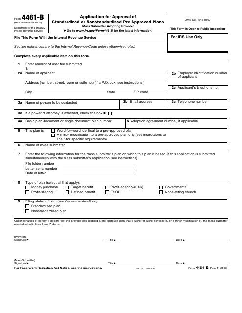 IRS Form 4461-B  Printable Pdf