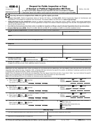 Document preview: IRS Form 4506-A Request for Public Inspection or Copy of Exempt or Political Organization IRS Form