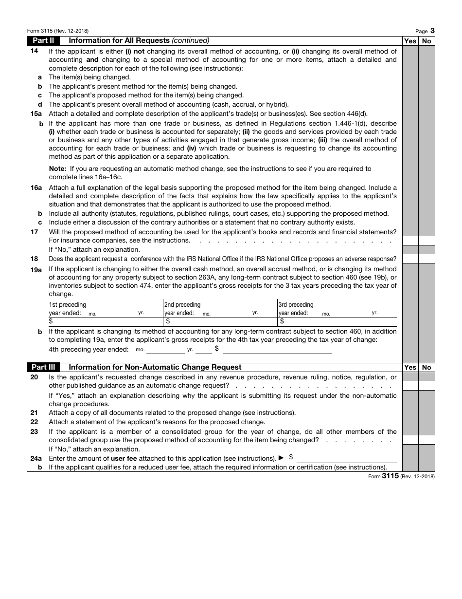 IRS Form 3115 - Fill Out, Sign Online and Download Fillable PDF ...