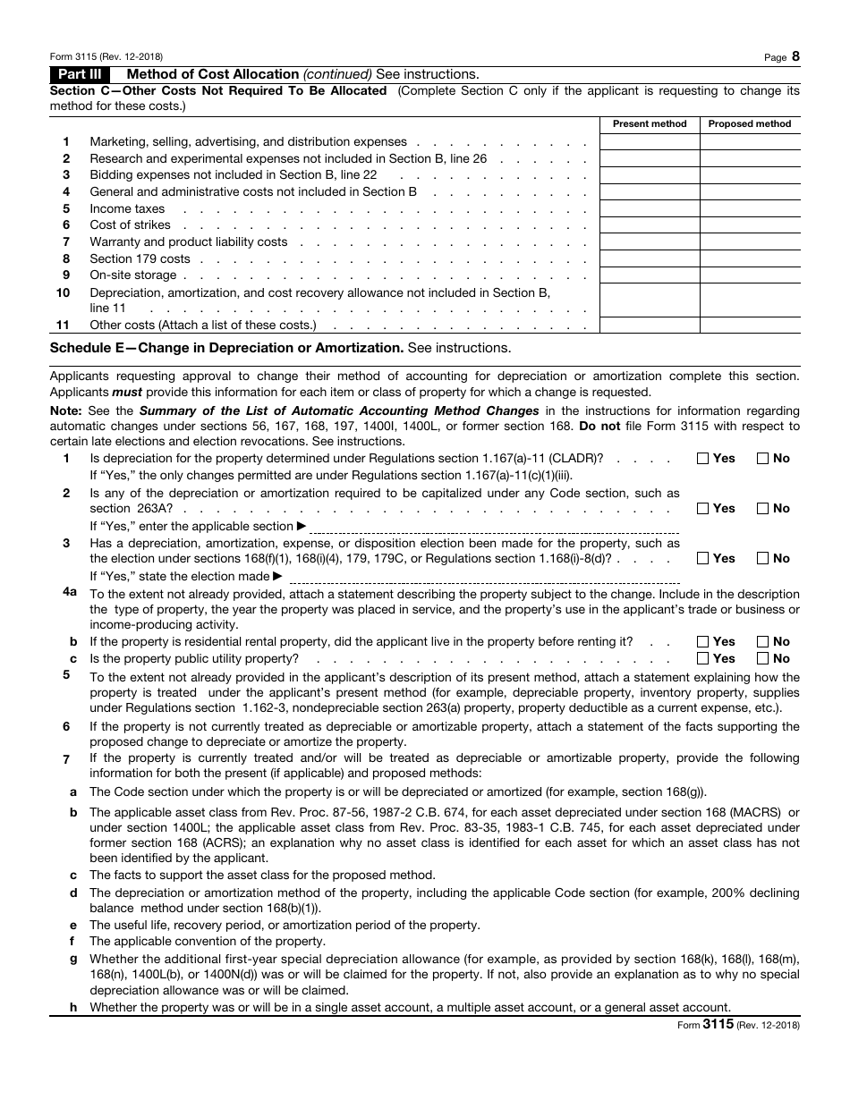 IRS Form 3115 - Fill Out, Sign Online and Download Fillable PDF ...